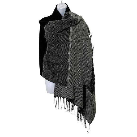 Manifattura Tessile Chiti Italian Acrylic Bold Stripe Scarf Body Wrap Fringed - Picture 2 of 4